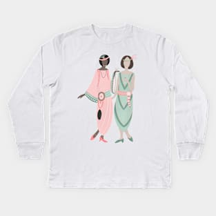 Art Deco flapper girls Kids Long Sleeve T-Shirt